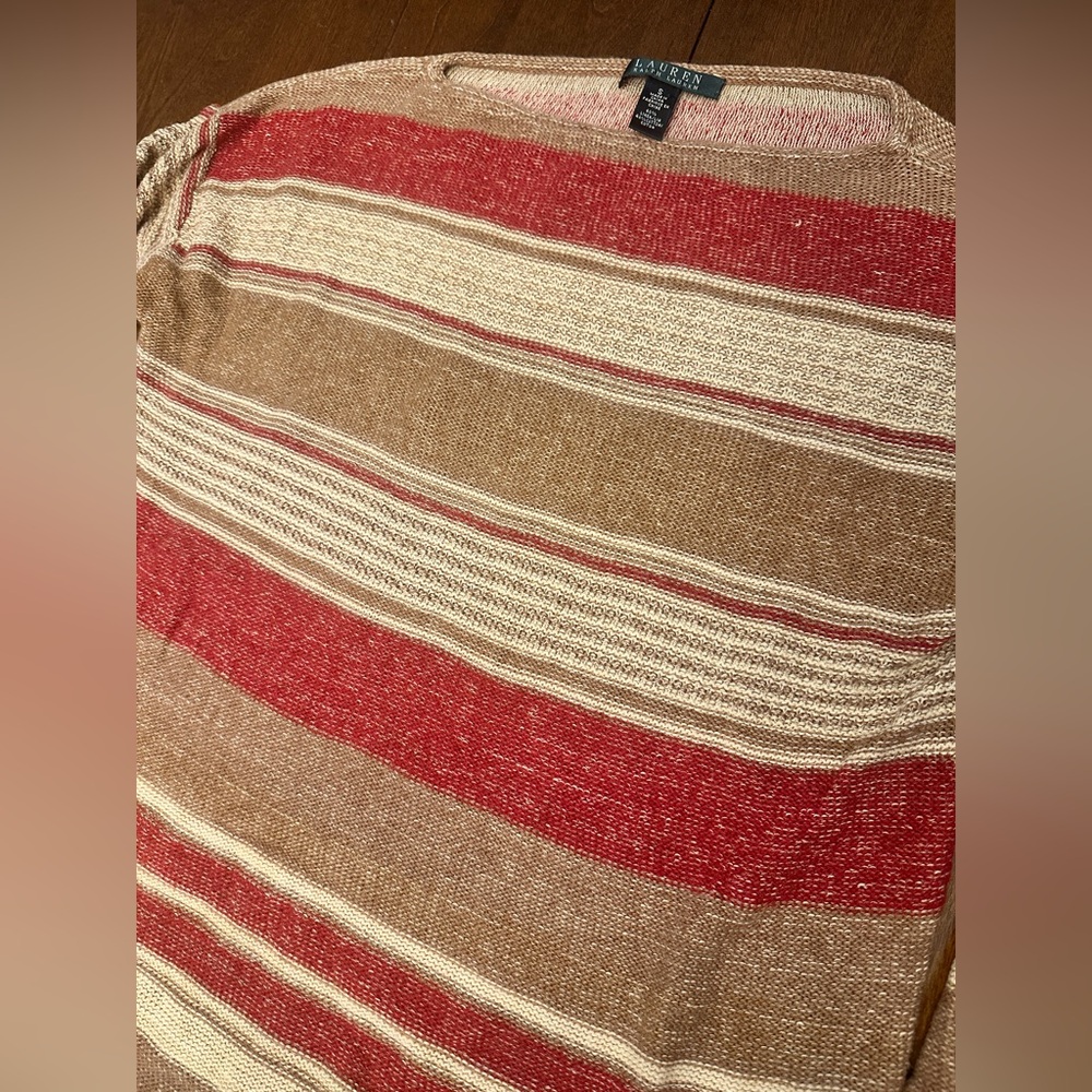 Lauren Ralph Lauren Red, Cream, and Brown Striped Sweater - Picture 2 of 3
